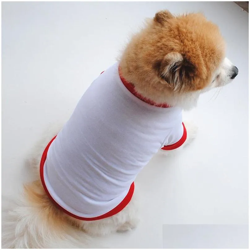 sublimation blanks dog clothes white blank puppy shirts solid color small dogs t shirt cotton pet outwear supplies