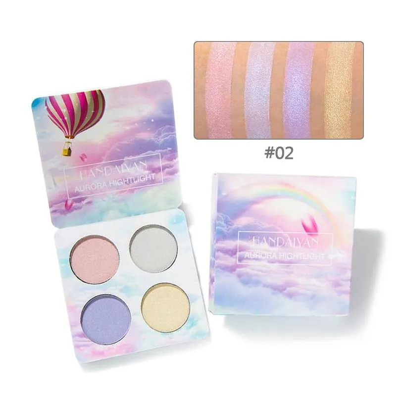 handaiyan 4 color face highlighter make up palette shimmer powder northern lights symphony makeup eyeshadow contour palettes