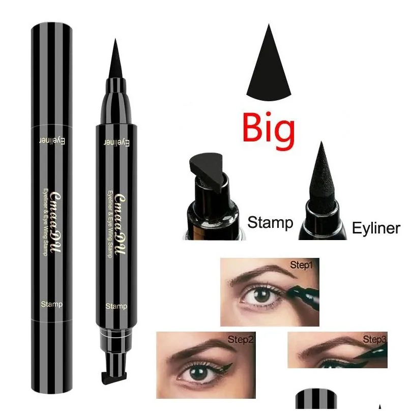 cmaadu wing stamp eyeliner pen liner seals stamps waterproof double head big and small two size for select makeup eyeliners