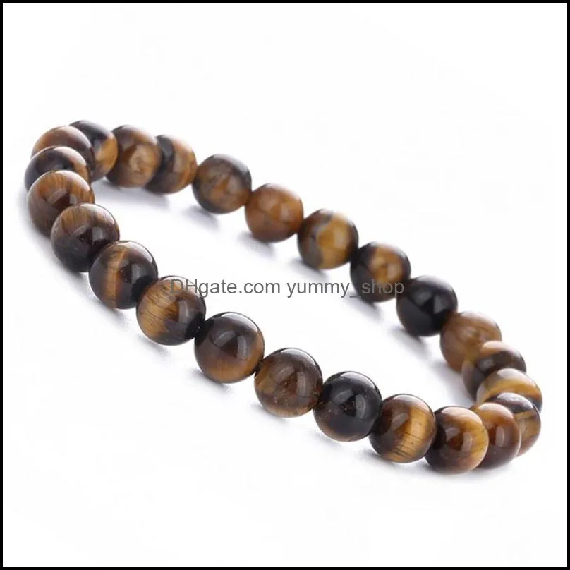 natural stone tiger eye bead bracelets lava bangles elastic chain strands wristband women men jewelry