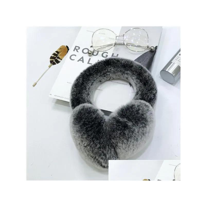 headbands warm earmuffs for winter soft whole fur rex rabbit hair earmuffs fashionable multicoloured plush earmuffs 221107