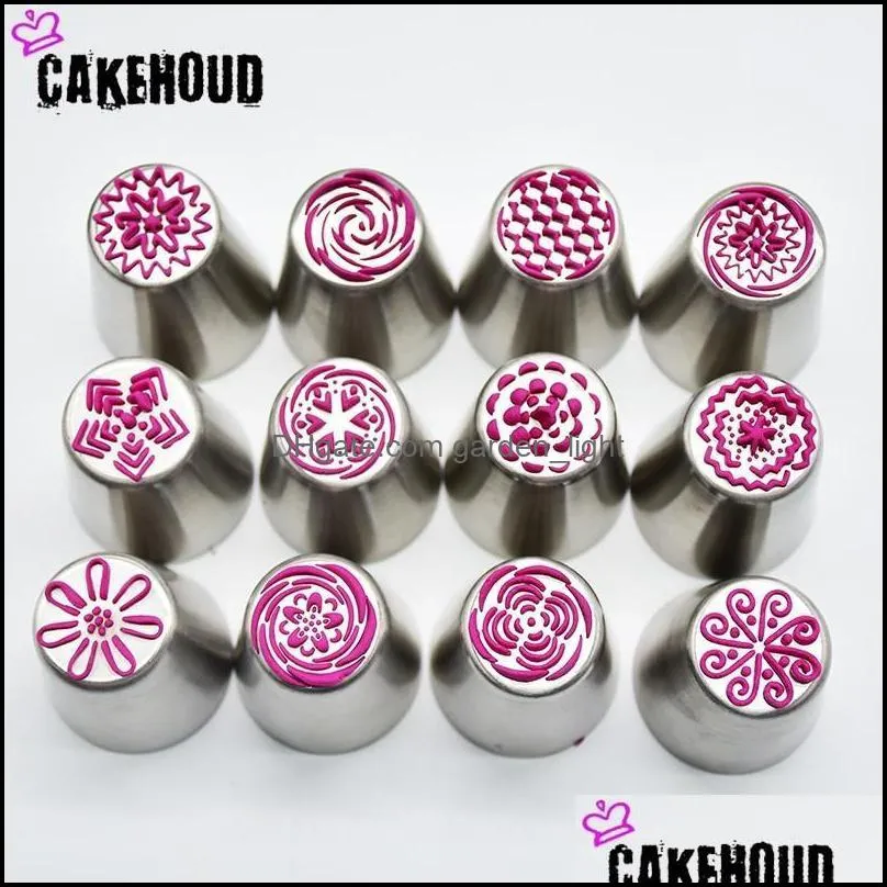 baking pastry tools 18 pieces / set of russian tulip icing pipe nozzle stainless steel tips cake accessories
