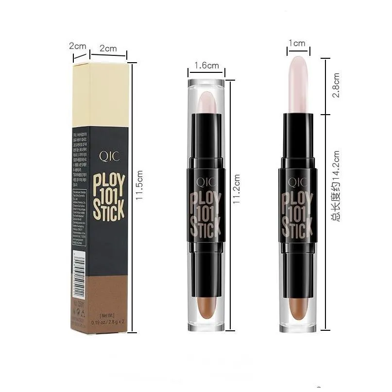 qic highlighter contour stick concealer bar double head waterproof highlight sticks stereo facial brightening pen makeup