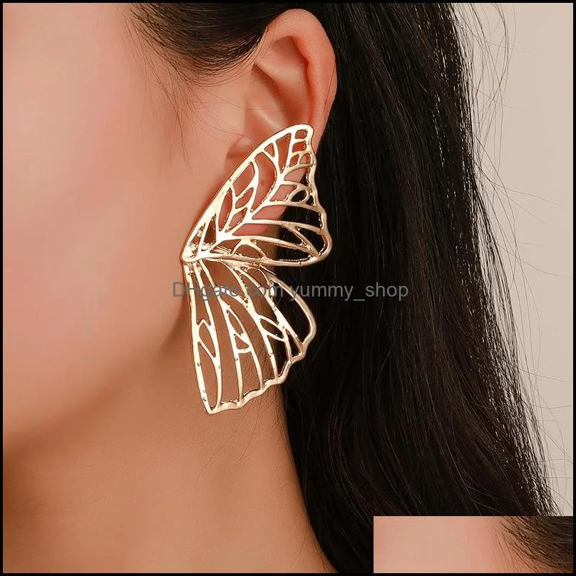 fashion personality butterfly wings earrings for women gold exaggerated large earring jewelry