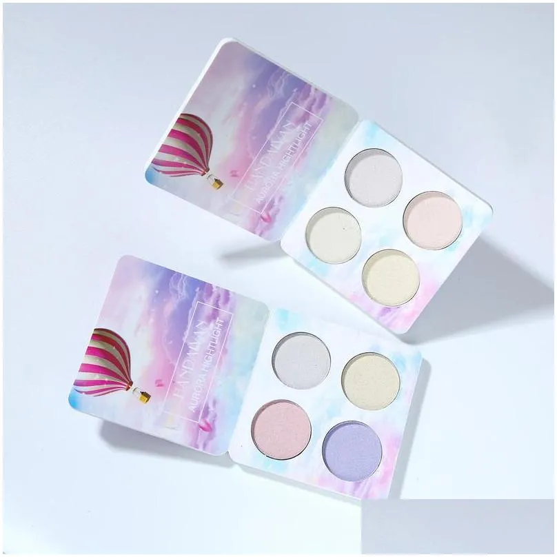 handaiyan 4 color face highlighter make up palette shimmer powder northern lights symphony makeup eyeshadow contour palettes