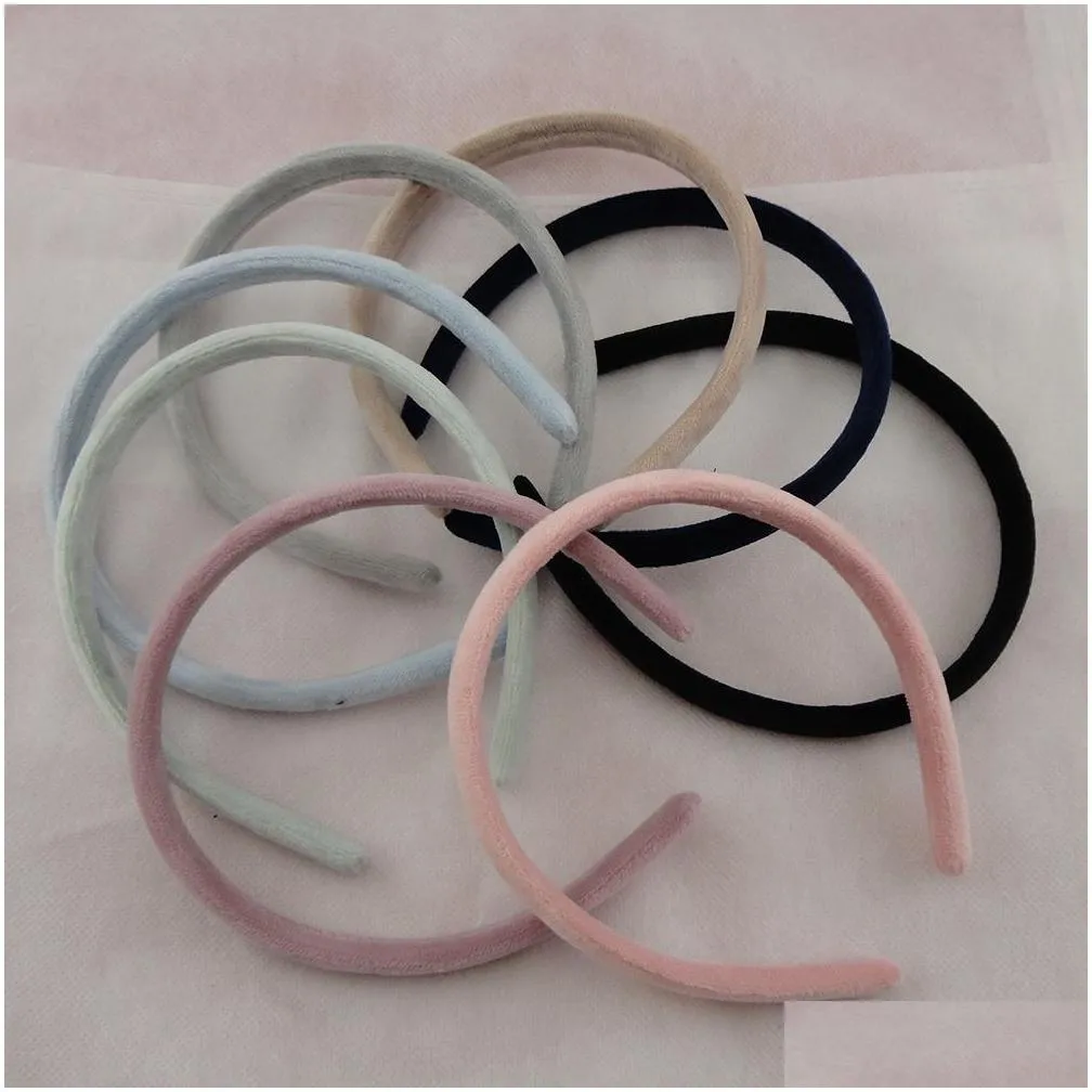 headbands 10pcs 12mm pastel colors velvet fabric covered plastic hair headbands hair hoops for women girls fur hairbands 221107