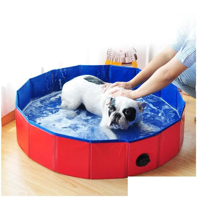 kennels pens dog pool foldable swimming pet bath tub bathtub collapsible bathing for dogs cats kids drop