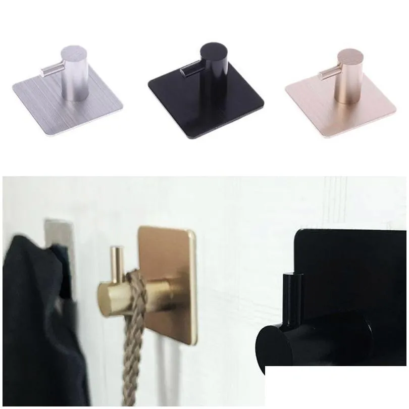 4 pcs self adhesive hooks home kitchen wall door hook clothes coat bag key hanger bathroom towel holder storage rack aluminum