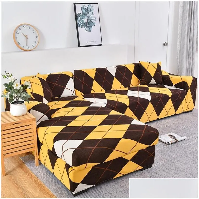 chair covers square lattice printed couch cover sofa elastic slipcovers for pets chaselong protector l shape antidust machine