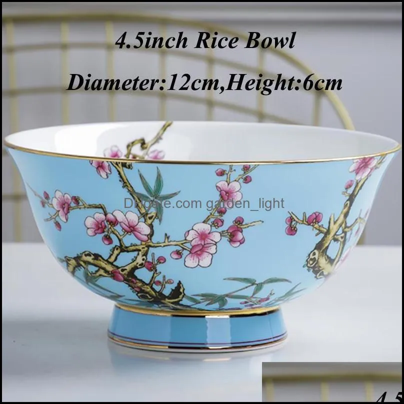 4.5/6/8inch jingdezhen ceramic rice bowl ramen soup container chinese noodle bowls kitchen porcelain utensils tableware vintage