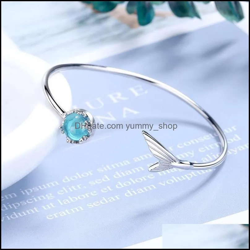 tb104 tail fish bracelets female super fairy student mermaid tears forest cold wind blue artificial crystal bracelet 1302 q2