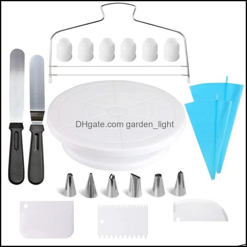 baking pastry tools plastic cake turntable set non stick 21 piece decorating table fondant disposable patisserie kitchen supplies