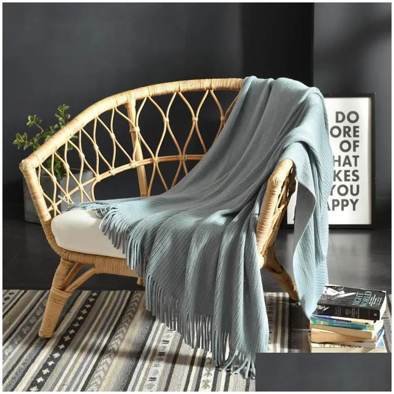 nordic knitted tassel blanket travel airplane coverlet home armchair recliner deor blankets baby bedding comforter