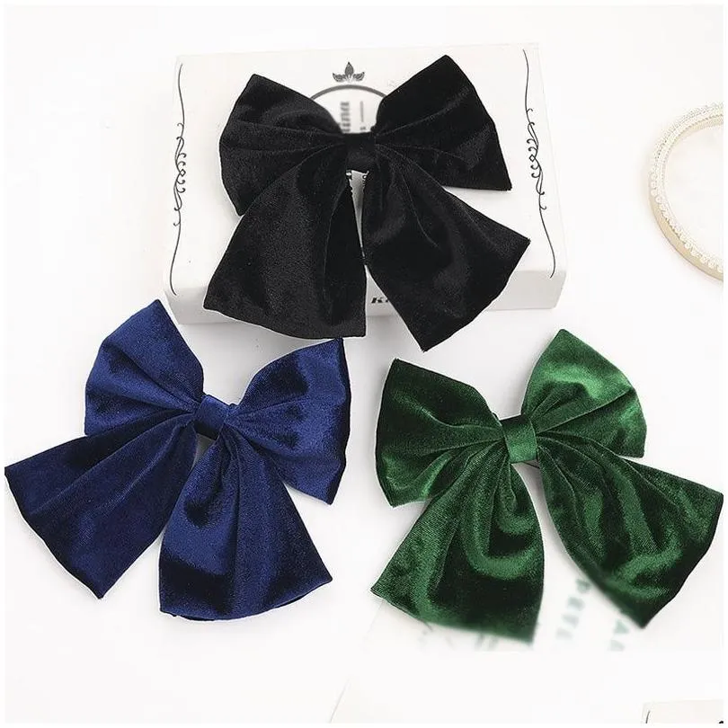 headbands 12pcs women large bow hairpin chiffon big bowknot stain bow barrettes women solid color ponytail clip hair accessories wholesale