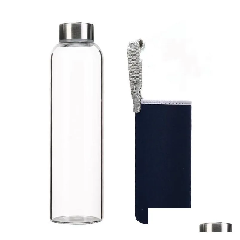 glass water bottle bpa high tumblers temperature resistant sport with tea filter infuser bottles nylon sleeve 420ml fhl306wy1641