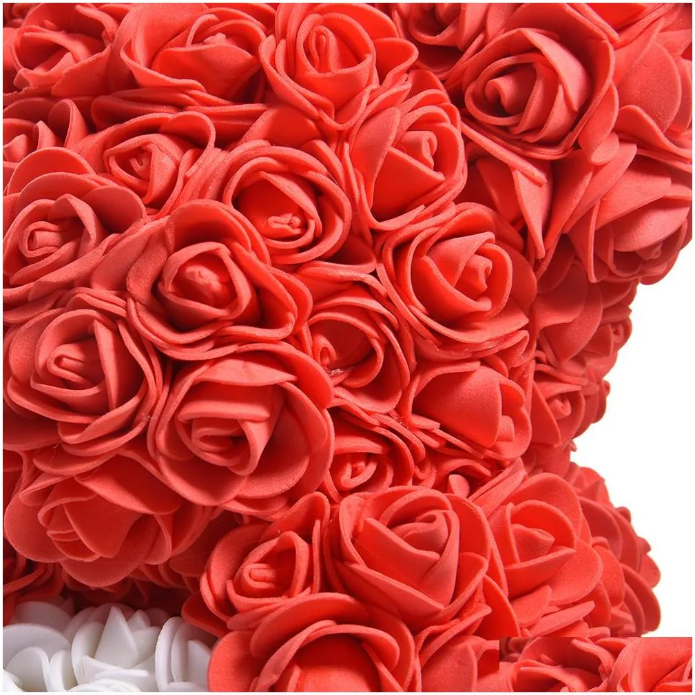 decorative flowers wreaths 25cm rose teddy bear artificial foam flower with led light year valentines christmas gifts box home wedding