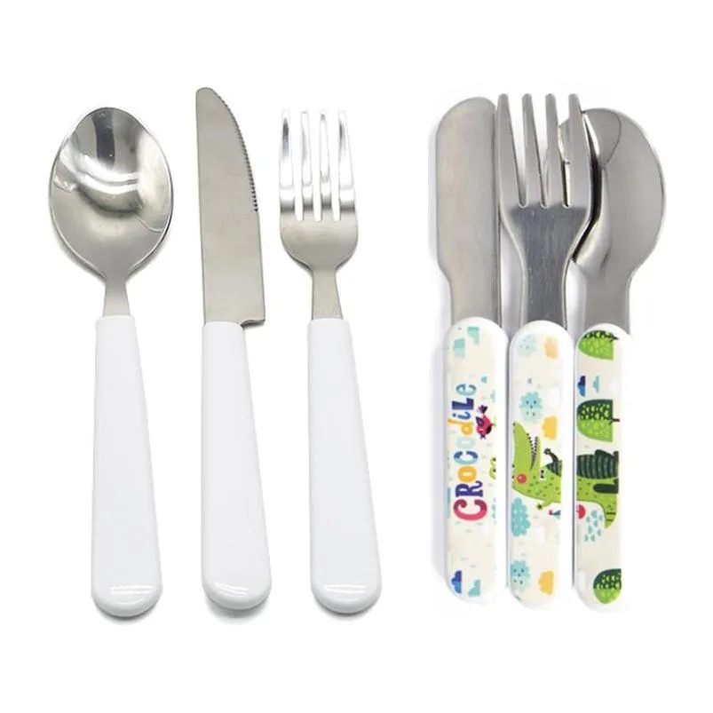 sublimation blank cutlery sets adult and child heat transfer spoon forks knives western diy tableware set christmas gifts