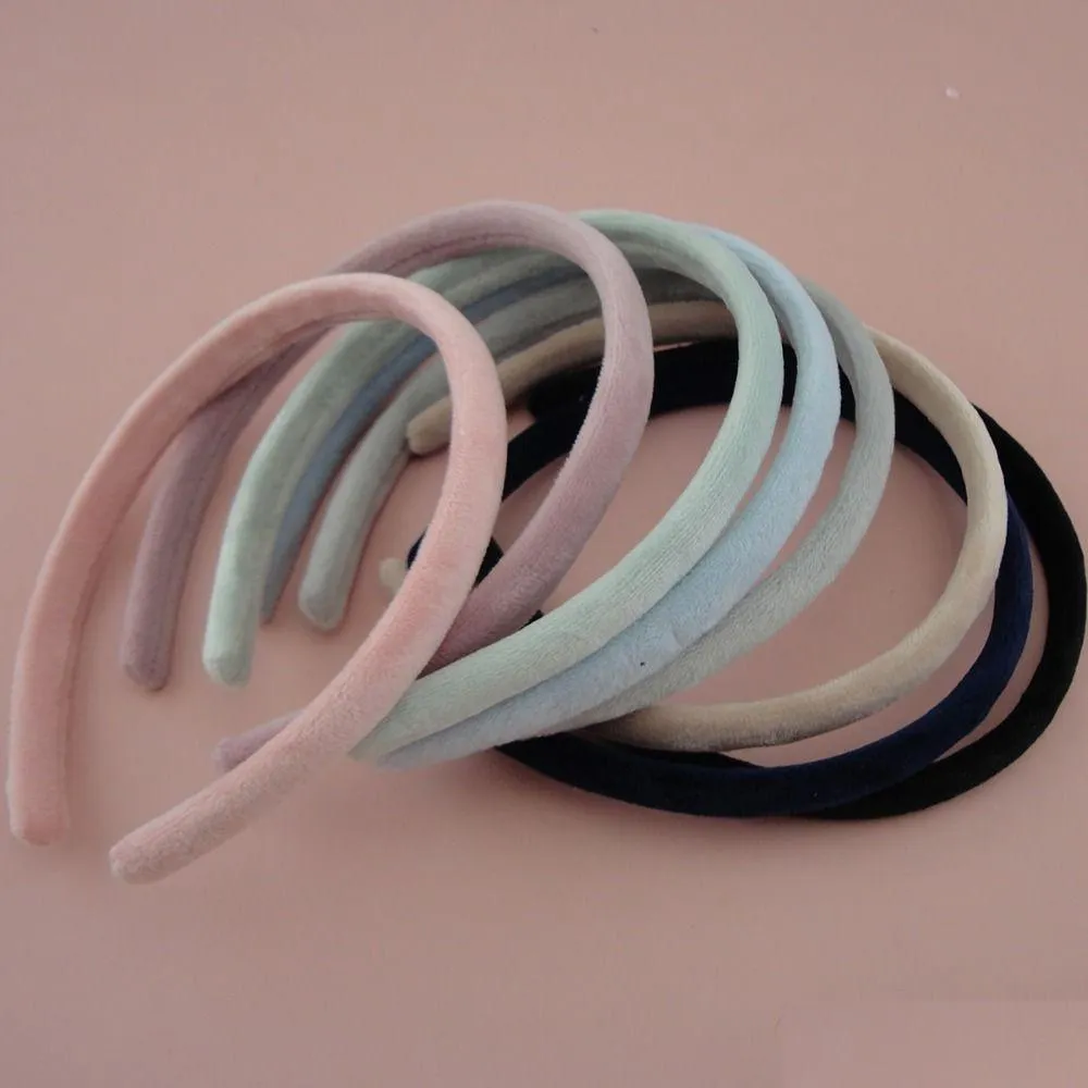 headbands 10pcs 12mm pastel colors velvet fabric covered plastic hair headbands hair hoops for women girls fur hairbands 221107