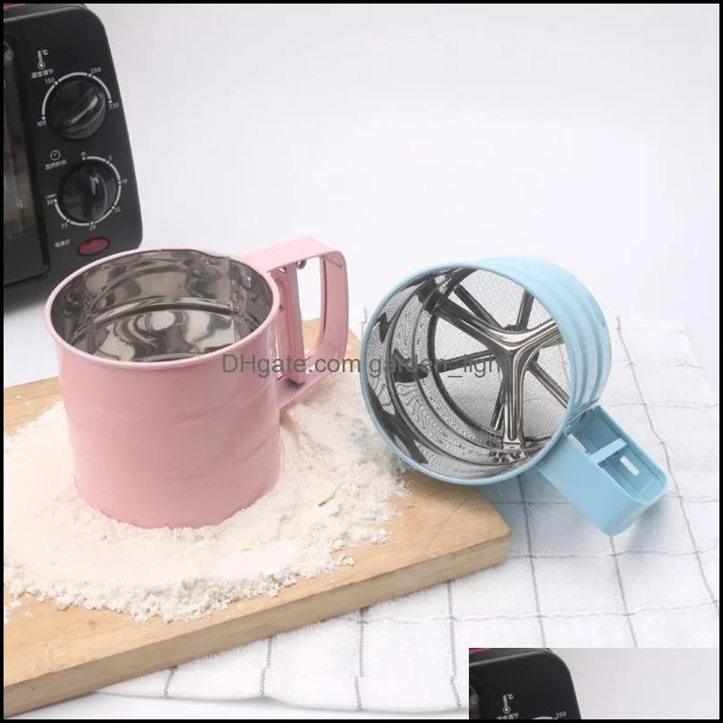 baking pastry tools factory wholesale stainless steel handheld flour sieve powder tool nonstick cup type semiautomatic