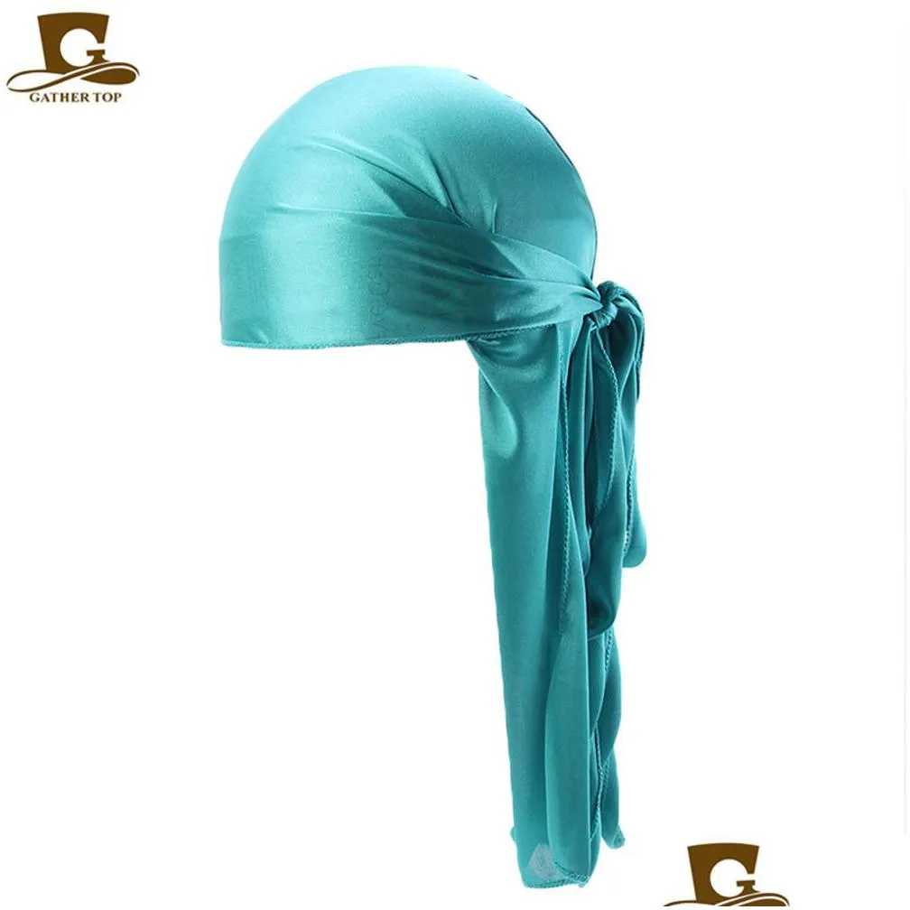 headbands wholesale durag men solid color silk durags women breathable turban fashion hair bands 13pcspackage 221107