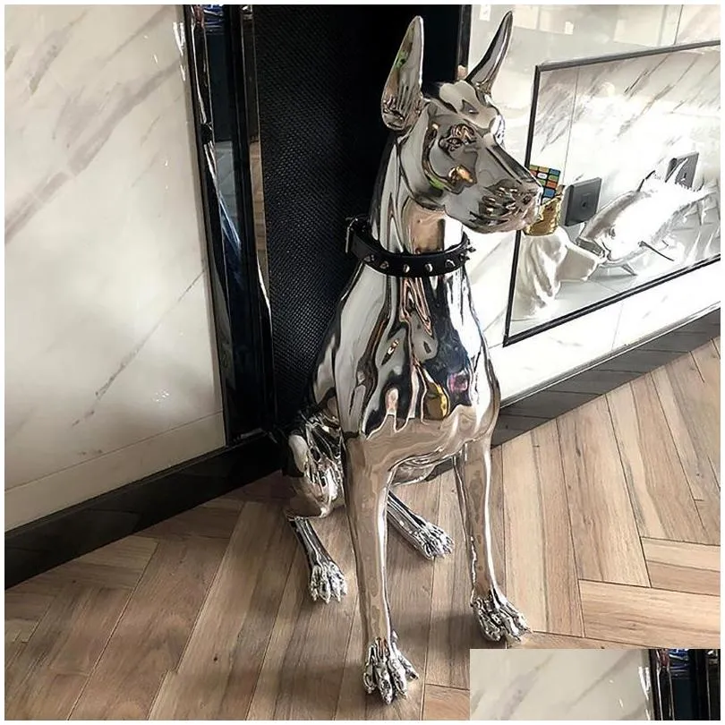 garden decorations home decor sculpture doberman dog large size art animal statues figurine room decoration resin statue ornamentgift