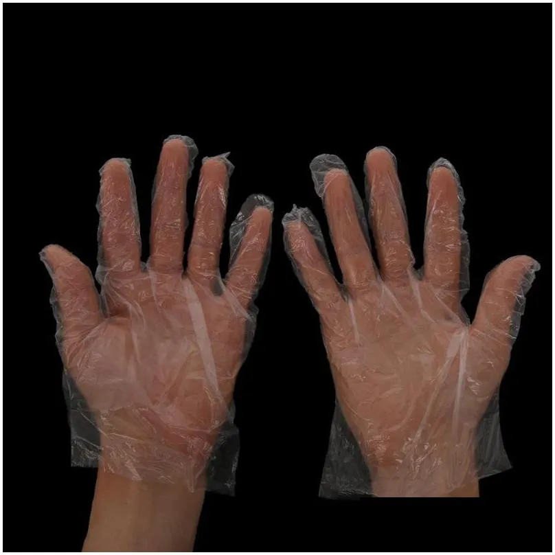 100pcs/set plastic clear disposable gloves polythene avoid direct touch catering hairdressers butchers vegetable