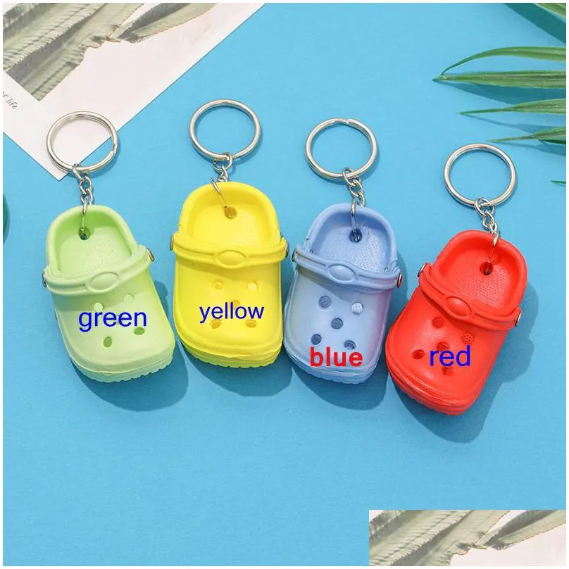 keychains lanyards 20pcs mixed colors 3d mini 75cm eva beach hole little croc shoe keychain bag accessories keyring car handbag key chain charms