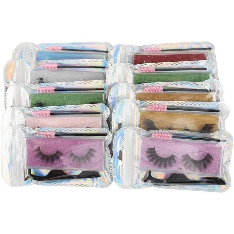 3d lashes false eyelashes color eyelash combination lash curler and brush natural thick dhgate wholesale makeup