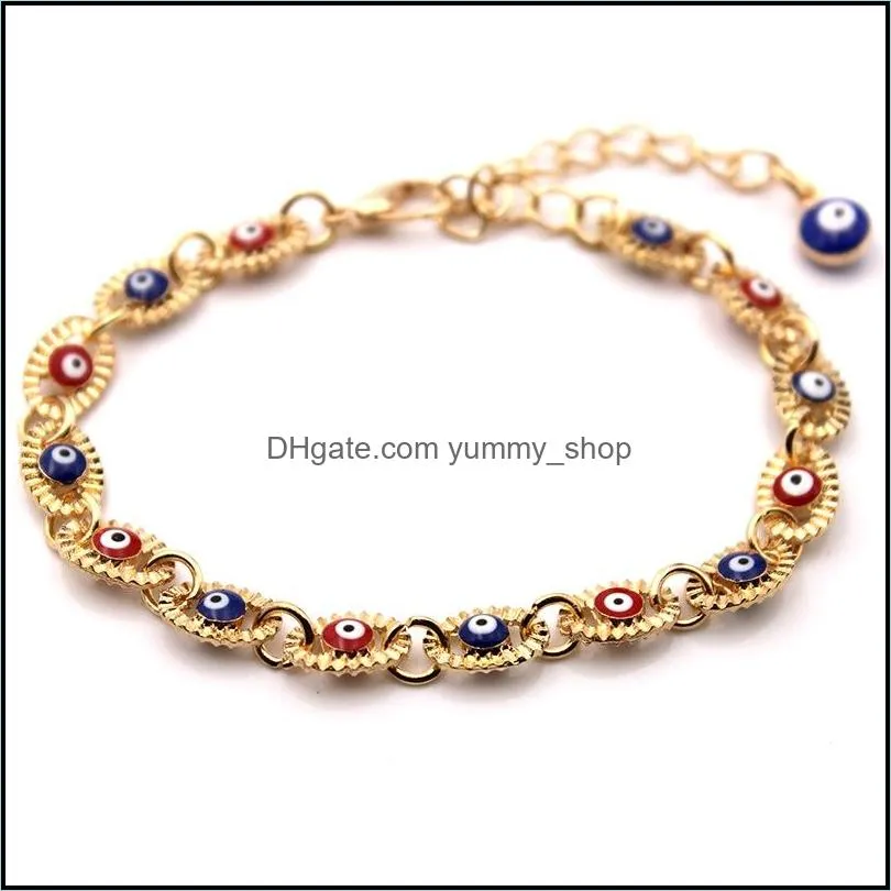 alloy bracelet glue dropping blue red turkey eye bracelets fashionwomen jewelry gold 5ll q2