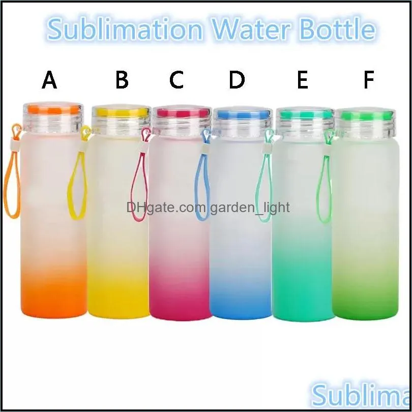 sublimation water bottle 500ml frosted glass water bottles gradient blank tumbler drink ware cups