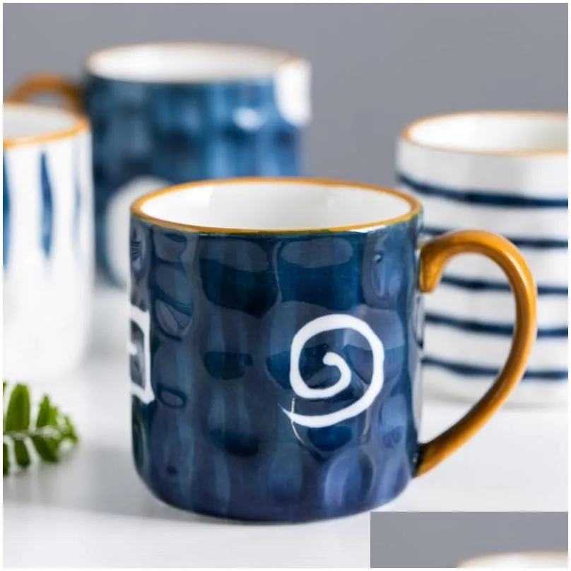 mugs 350ml japanese ceramic mug underglaze office home milk coffee cup bumpy surface handgrip microwave safe