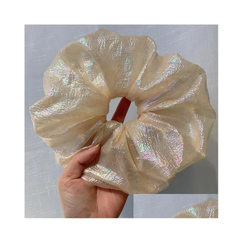 summer net yarn large chiffon hair bow scrunchies for women elastic hair band ponytail holder hair tie girl accessories