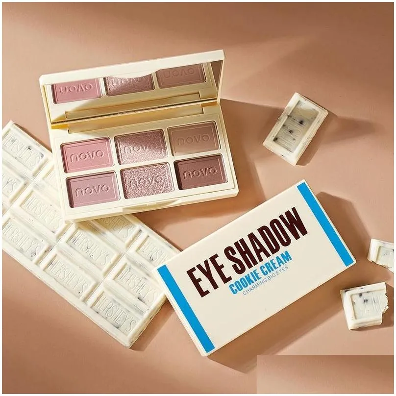 novo chocolate eyeshadow palette 6 color silky naked eye shadow waterproof easy to wear shimmer matte coloris makeup palettes
