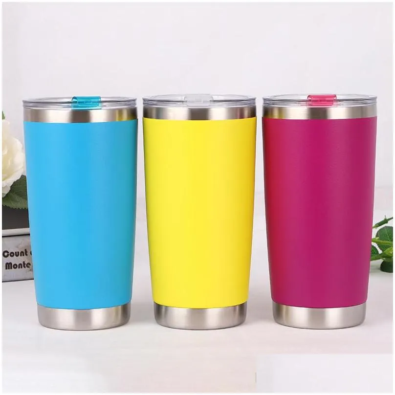 20oz powder coated tumbler car coffee mug stainlesssteel outdoor portable cup double wall travel mug vacuum insulated275o