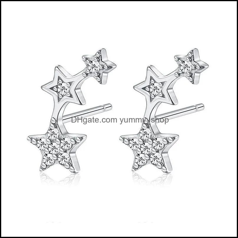 sterling silver woman delicate star cubic zirconia earrings female fine jewelry for valentines day gift 732 z2