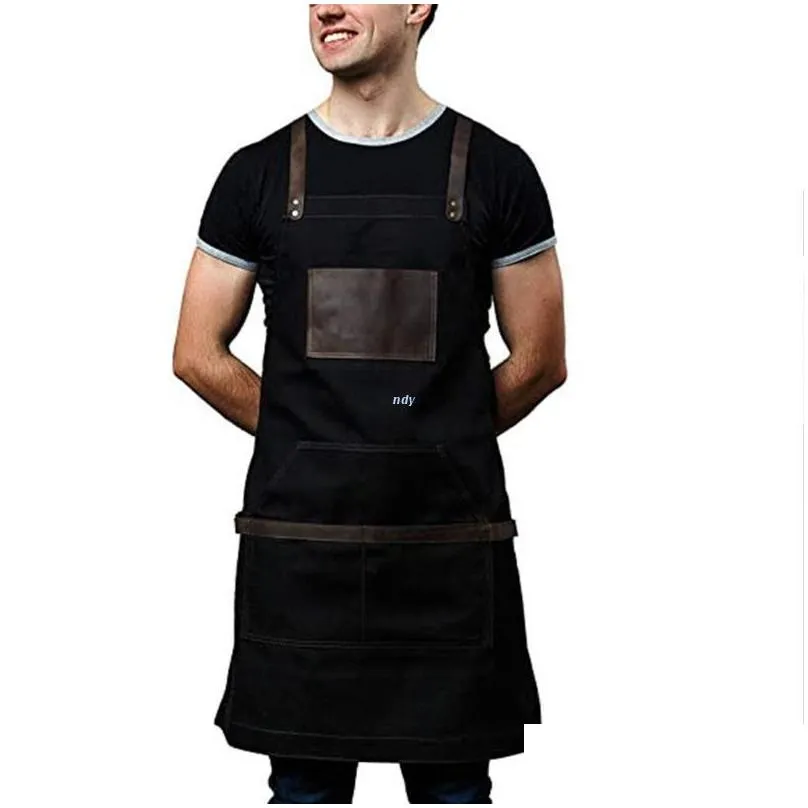 aprons f2tf heavy duty canvas work apron with pockets adjustable crossback straps bib for men and women gardening restaurant