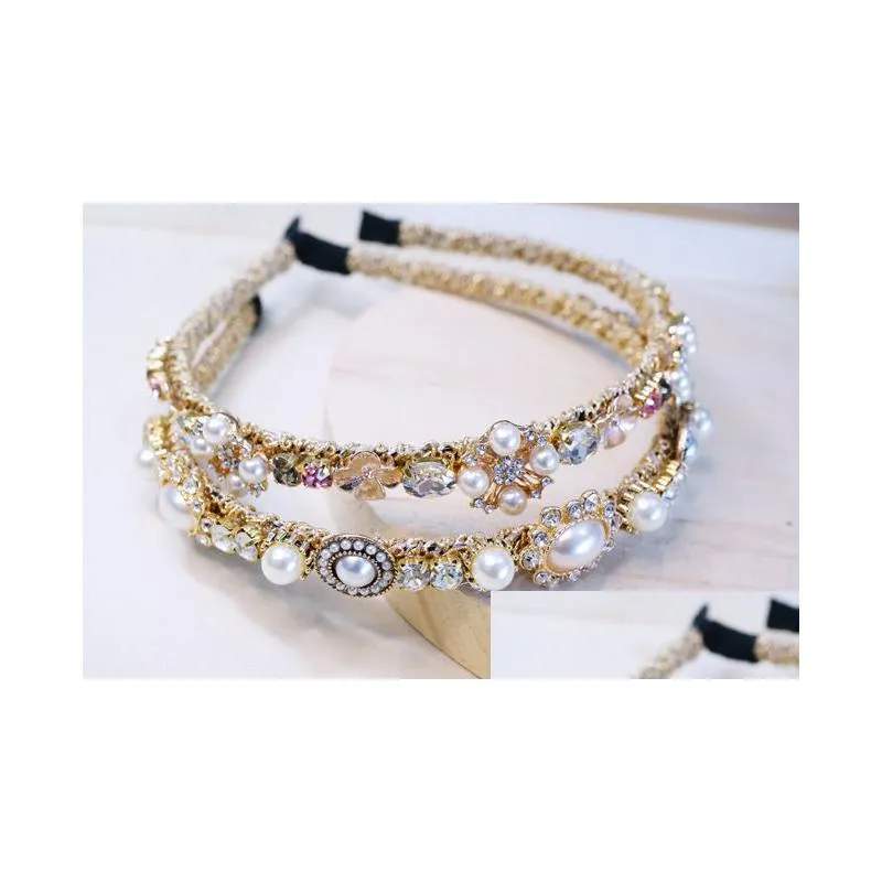 headbands good quanlity version white pearls beading golden hairband women headwear party princess 221107