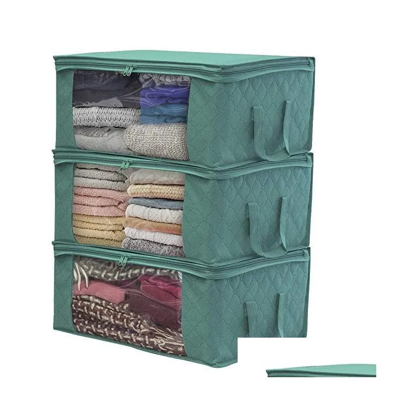 quilt storage bag foldable dust moisture proof clothes bags boxes 2 color home organizers basket high quality zipper storagebox