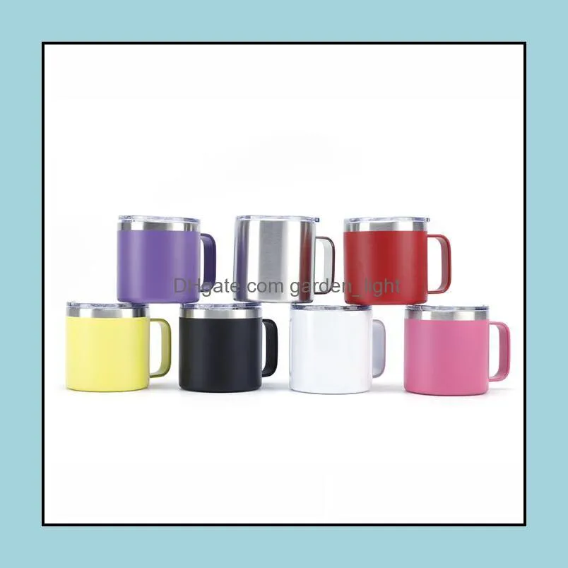 14oz stainless steel tumbler milk cup double wall vacuum insulated mugs metal wine glass with handles lids coffee mug fast