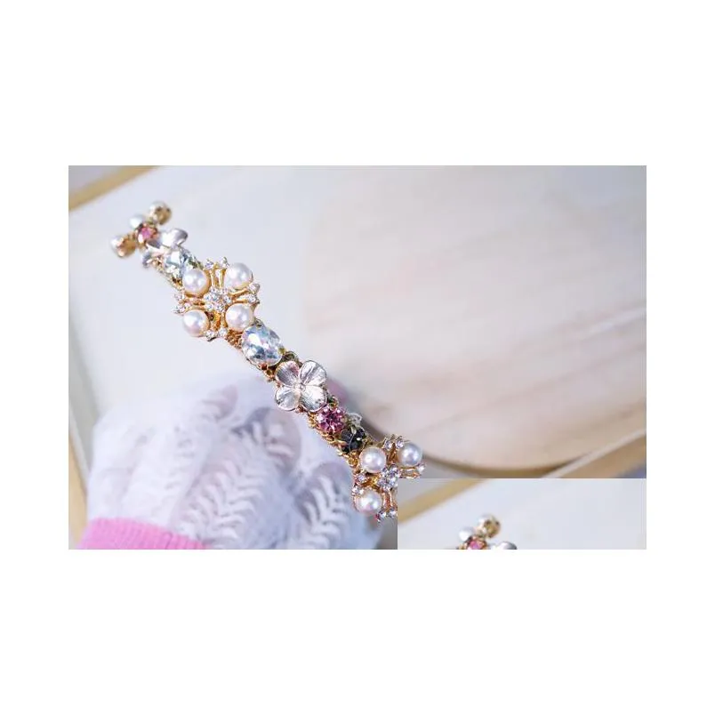 headbands good quanlity version white pearls beading golden hairband women headwear party princess 221107