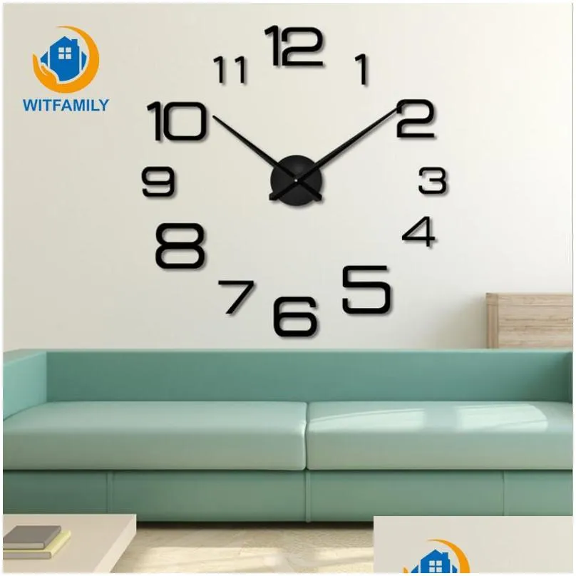 living room 3d large wall clock diy big mirror wall stickers quartz clock acrylic mirror modern design home decoration