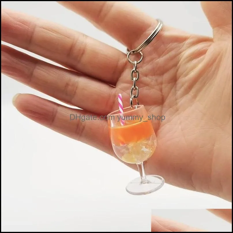 keychain creative large fruit drink milk tea cup key chain pendant resin simulation decoration shop gift 466 z2