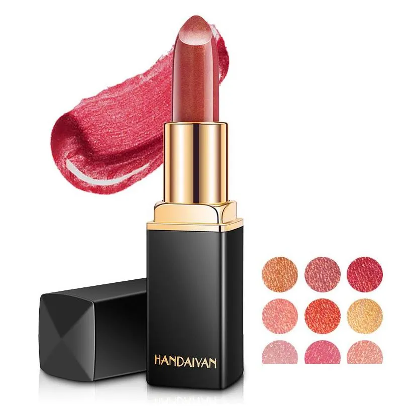 handaiyan color change lipstick glitter lipsticks gold bling diamond metal lipsticks hydrating moisturizer easy to wear makeup lip