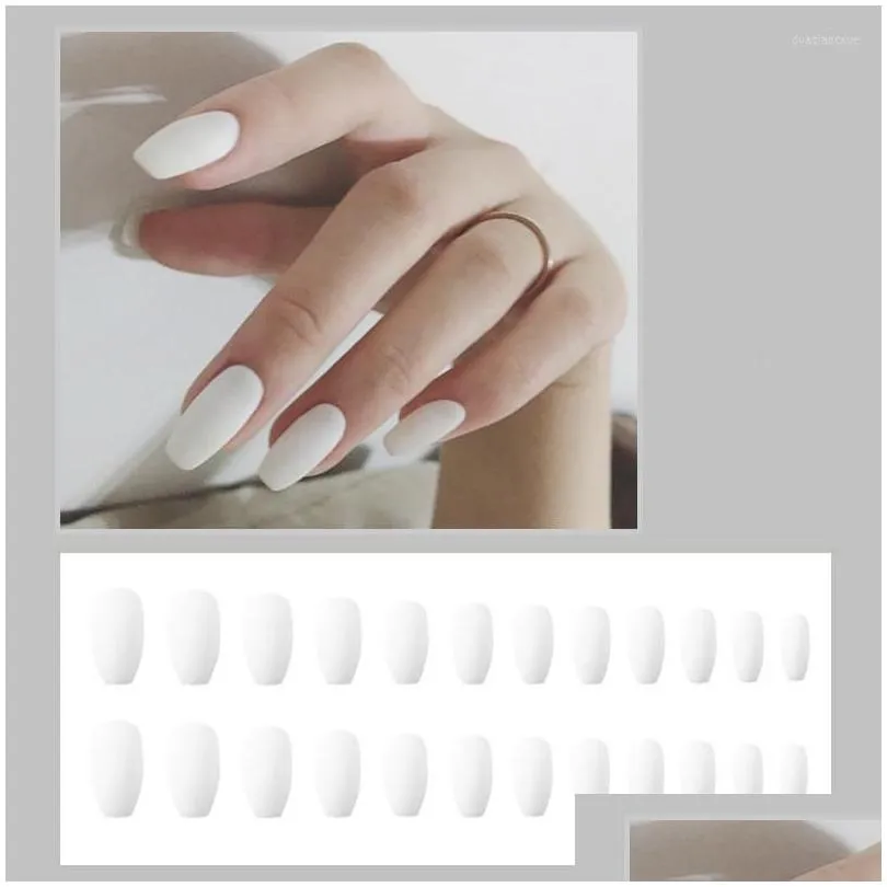 false nails 24pcs/box flower fake press on short square head french tips nail set with 24pcs glue sticker art