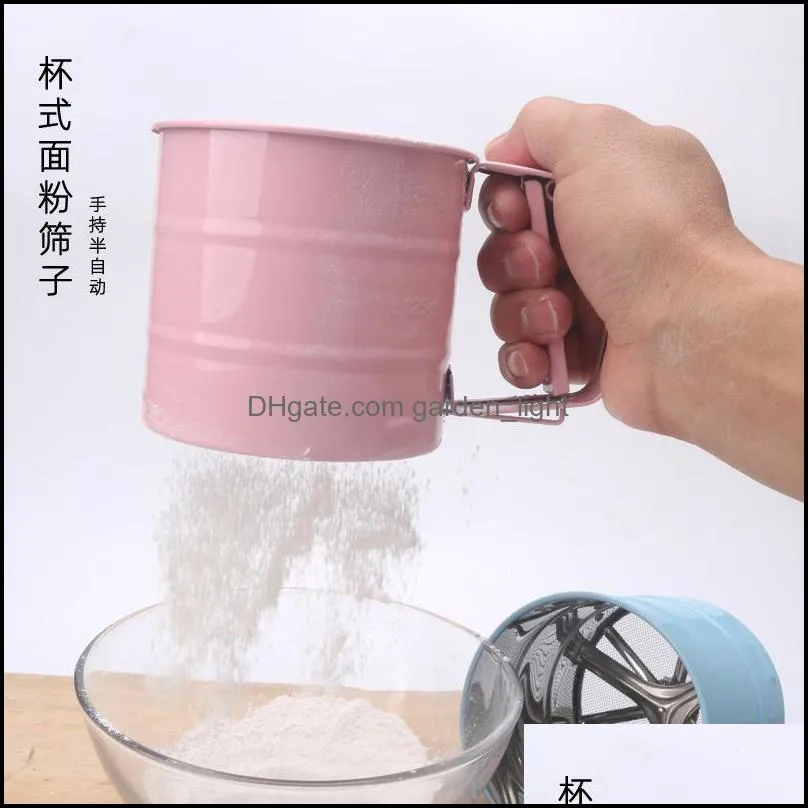 baking pastry tools factory wholesale stainless steel handheld flour sieve powder tool nonstick cup type semiautomatic