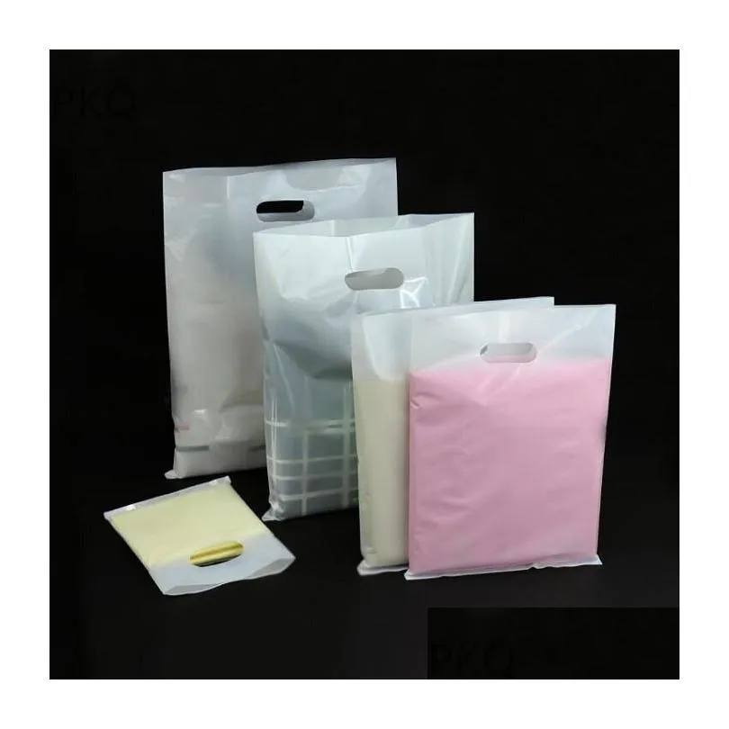 50pcs plastic useful boutique gift bags packing carrier bags white transparent packaging bag