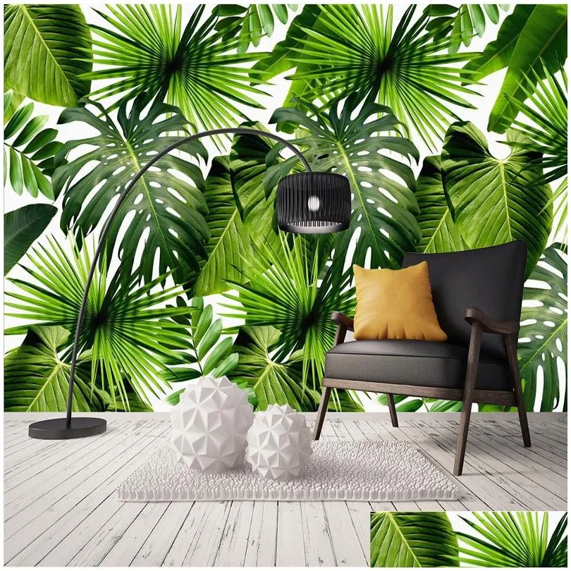 custom 3d mural wallpaper tropical rain forest banana leaves p o murals living room restaurant cafe backdrop wall paper murals1