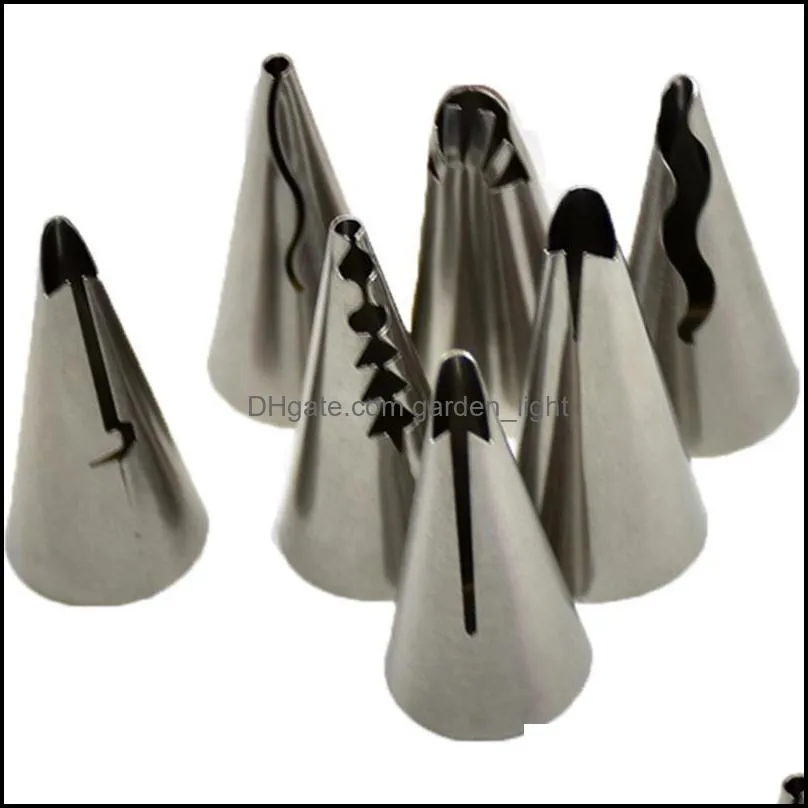 baking pastry tools 7pcs doll skirt cake cream nozzles stainless steel icing piping diy tips flower mouth cupcake decorating