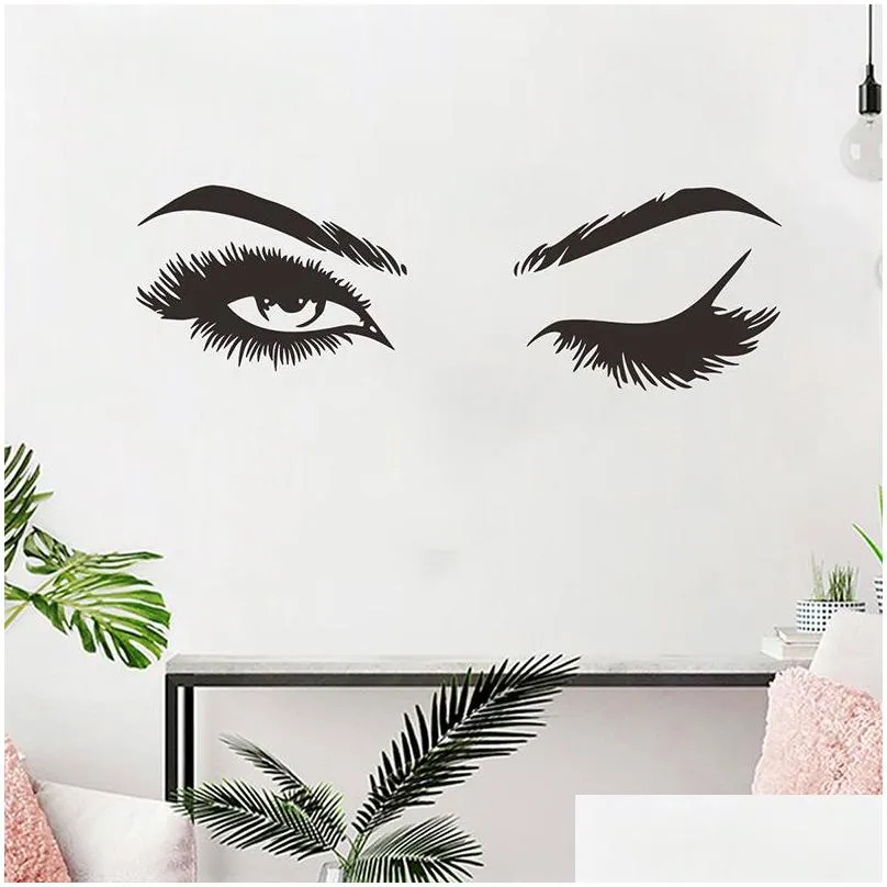 art decals high quality mural wall sticker home decoration girl room creative 1set pretty eyelashes living room wallpaper