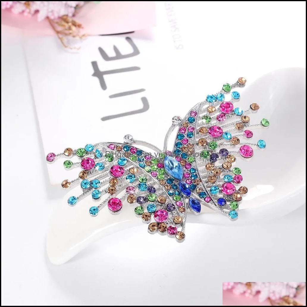 multicolor rhinestone beautiful butterfly brooches for women enamel brooch pins jewelry accessories